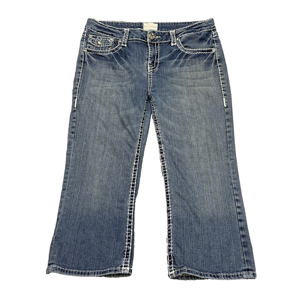 LA Idol Womens Capri Jeans Size 13 (34x20.5 Fit) Mid-Rise Stretch Denim